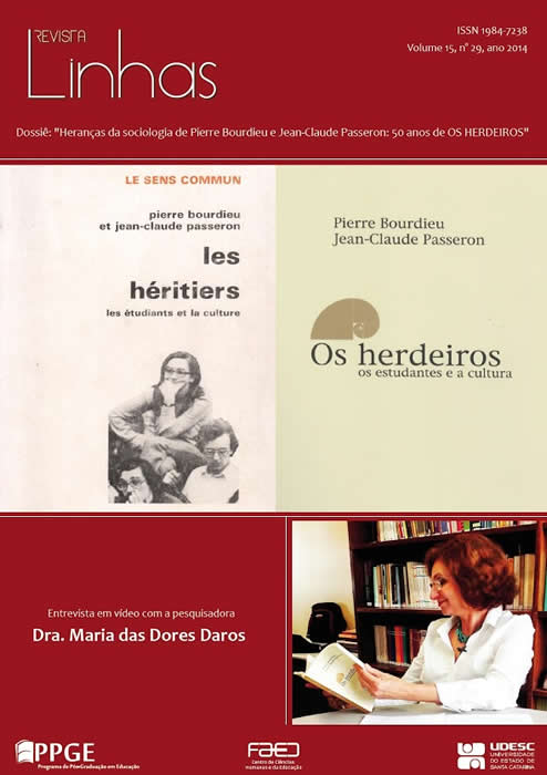 					Visualizar v. 15 n. 29 (2014): Heranças da sociologia de Pierre Bourdieu e Jean-Claude Passeron: 50 anos de OS HERDEIROS
				